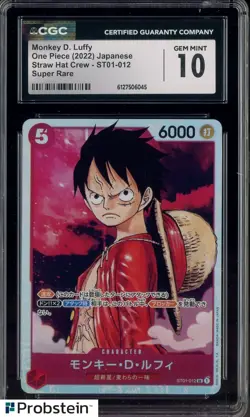 2022 One Piece Japanese Straw Hat Crew ST01-012 Monkey D Luffy SR CGC 10 - Image 1