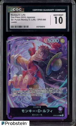 2024 One Piece Japanese OP05-060 Monkey D Luffy Leader CGC 10 GEM MINT - Image 1