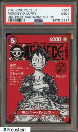 2025 ONE PIECE JPN PROMOS ONE PIECE MAGAZINE VOL.20 #014 MONKEY D. LUFFY PSA 9 - Image 1