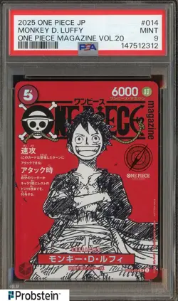 2025 ONE PIECE JPN PROMOS ONE PIECE MAGAZINE VOL.20 #014 MONKEY D. LUFFY PSA 9 - Image 1