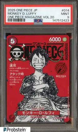 2025 ONE PIECE JPN PROMOS ONE PIECE MAGAZINE VOL.20 #014 MONKEY D. LUFFY PSA 9 - Image 1