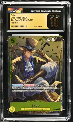 ONE PIECE TCG SABO TIN PACK PROMO P-073 CGC 10 PRISTINE BLACK LABEL PERFECT - Image 1