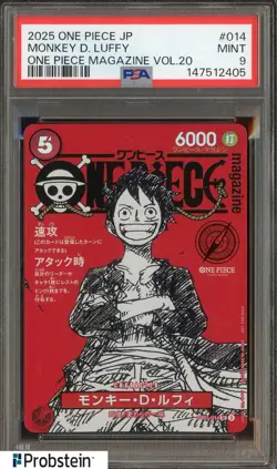 2025 ONE PIECE JPN PROMOS ONE PIECE MAGAZINE VOL.20 #014 MONKEY D. LUFFY PSA 9 - Image 1