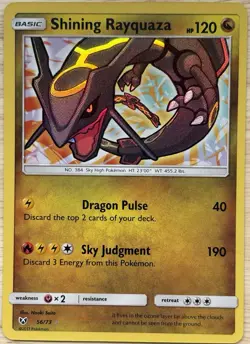 Pokemon TCG Shining Rayquaza Holo Rare Card Shining Legends 56/73 - Image 1