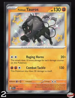 Paldean Tauros Shiny Rare Paldean Fates 172/091 - NM (2 cards, sold seperately) - Image 3