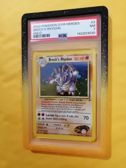 Brock's Rhydon 2/132 PSA 7 Near Mint Pokemon Card 2000 Gym Heroes - Image 1