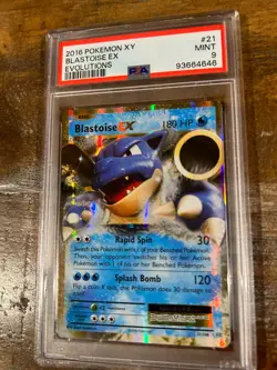 POKEMON 2016 XY Evolutions BLASTOISE EX #21 PSA 9 Mint RARE - Image 1