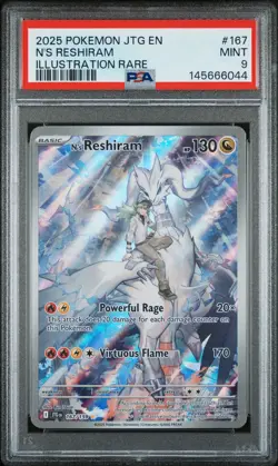 2025 POKEMON JTG EN-JOURNEY TOGETHER ILLUSTRATION RARE #167 N'S RESHIRAM PSA 9 - Image 1