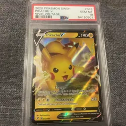 2020 POKEMON SWSH #043 PIKACHU V VIVD VOLTAGE HOLO GEM MINT PSA 10 - Image 1
