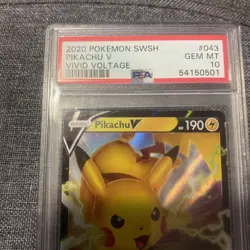 2020 POKEMON SWSH #043 PIKACHU V VIVD VOLTAGE HOLO GEM MINT PSA 10 - Image 2