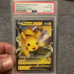 2020 POKEMON SWSH #043 PIKACHU V VIVD VOLTAGE HOLO GEM MINT PSA 10 - Image 3