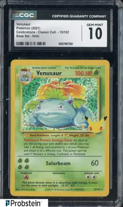 2021 Pokemon Celebrations Classic Coll Base Set Venusaur Holo CGC 10 GEM MINT - Image 1