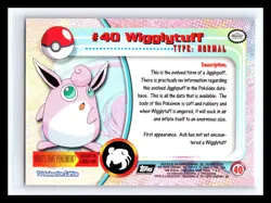 💥 WIGGLYTUFF 1999 Topps Pokemon TV Non Holo Animation 2nd Series Black Logo #40 - Image 2