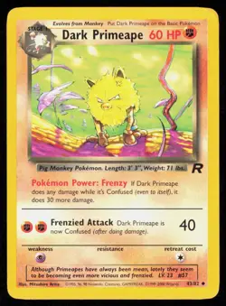 DARK PRIMEAPE 43/82 UNCOMMON TEAM ROCKET VINTAGE POKEMON LP - Image 1