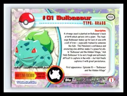 💥 BULBASAUR 1999 Topps Pokemon TV Non Holo Animation 2nd Series Black Logo #01 - Image 2