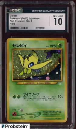 2000 Pokemon Neo Premium File 3 Japanese Celebi Holo CGC 10 GEM MINT - Image 1