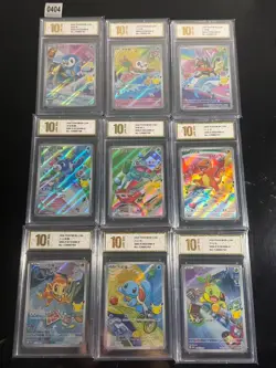 Pokemon TCG 30th Anniv Chinese All Starters Complete Set 9 Cards -Pyxis gold 10 - Image 1