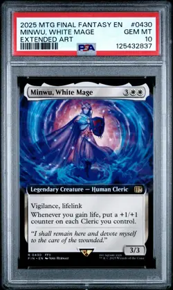 2025 MTG FINAL FANTASY EXTENDED ART #0430 MINWU, WHITE MAGE PSA 10 - Image 1