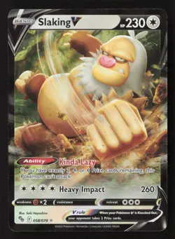 Slaking V 058/078 Rare V Pokemon GO Pokemon NM - Image 1