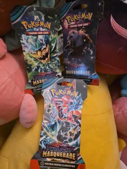 x3 Pokemon Scarlet Violet Twilight Masquerade Sleeved Booster Pack Art Varies - Image 1