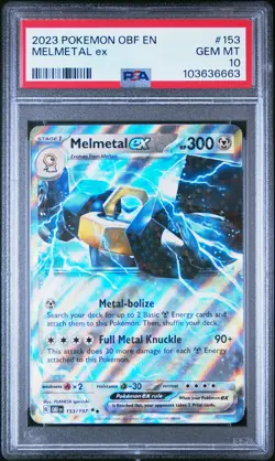 2023 POKEMON OBF EN-OBSIDIAN FLAMES #153 MELMETAL EX PSA 10 - Image 1