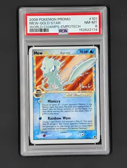 2008 POKEMON PROMO MEW-GOLD STAR WRLD-CHAMP-EMPOTECH NM-MT 8 PSA #101 - Image 1