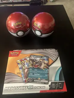 Pokemon TCG PokeBall Tins E25 &D25 Sealed , Plus Mabosstiff Ex Showcase - Image 1