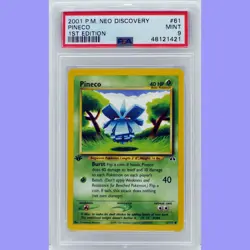 Pokemon 1st Edition Pineco 61/75 Neo Discovery PSA 9 MINT - Image 1
