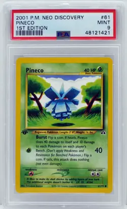 Pokemon 1st Edition Pineco 61/75 Neo Discovery PSA 9 MINT - Image 3