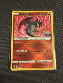 Pokemon TCG Radiant Charizard Radiant Rare Holo Pokemon GO 160 HP 011/078 EN - Image 1