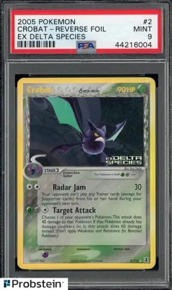 2005 Pokemon Ex Delta Species #2 Crobat - Reverse Foil PSA 9 MINT - Image 1