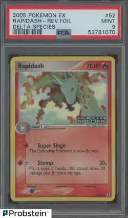 2005 Pokemon Ex Delta Species #52 Rapidash Reverse Foil PSA 9 MINT - Image 1