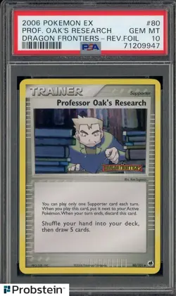 2006 Pokemon Ex Dragon Frontiers #80 Prof. Oak's Research Reverse Foil PSA 10 - Image 1