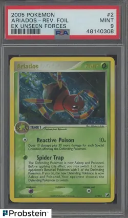 2005 Pokemon Ex Unseen Forces #2 Ariados - Reverse Foil PSA 9 MINT - Image 1