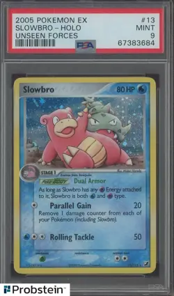 #2 2005 Pokemon Ex Unseen Forces #13 Slowbro - Reverse Foil PSA 9 MINT - Image 1