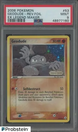 2006 Pokemon Ex Legend Maker #53 Geodude - Reverse Foil PSA 9 MINT - Image 1