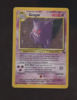 1999 Pokemon Fossil #5/62 Gengar Holo - Image 1