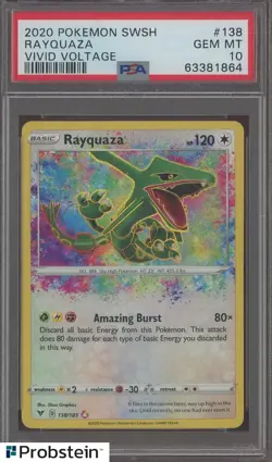 2020 Pokemon SWSH Vivid Voltage #138 Rayquaza PSA 10 GEM MINT - Image 1