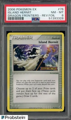2006 Pokemon Ex Dragon Frontiers #76 Island Hermit Reverse Foil PSA 8 NM-MT - Image 1