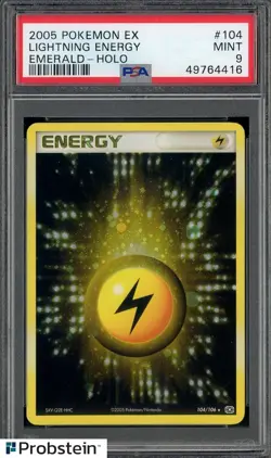 2005 Pokemon Ex Emerald #104 Lighting Energy Holo PSA 9 MINT - Image 1