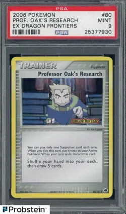 2006 Pokemon Ex Dragon Frontiers #80 Prof. Oak's Research Reverse Foil PSA 9 - Image 1