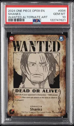 2024 ONE PIECE OP09-EMPERORS IN THE NEW WORLD WANTED ALTERNATE ART SHANKS PSA 10 - Image 1