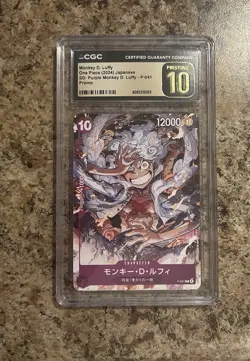 CGC 10 PRISTINE Japanese One Piece 2024 Monkey D. Luffy P-041 One Piece Day - Image 1