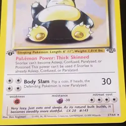 Pokemon card Snorlax Jungle 1st Edition Non-Holo Rare Card 27/64 1999 WOTC 🔥 - Image 4