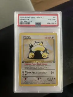 Pokemon Snorlax Card 27/64 Jungle 1st Edition Non-Holo Rare WOTC PSA 8 NM MT - Image 1