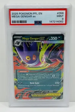 🔥2025 POKEMON PFL EN-PHANTASMAL FLAMES #056 MEGA GENGAR EX PSA 9🔥 - Image 1