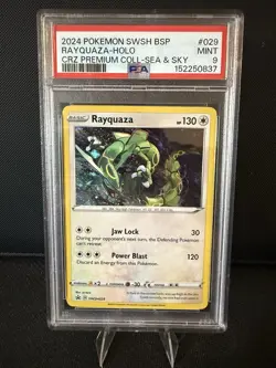 2024 Pokemon PSA 9 Rayquaza Holo #SWSH029 Crown Zenith Sea & Sky Promo BSP Mint - Image 1