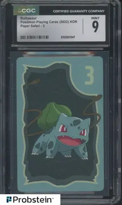 2022 Pokemon Playing Cards Korean Paper Safari - 3 Bulbasaur CGC 9 - Image 1