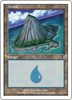 Island (335) - Foil PL/MP, English MTG 7th Edition - Image 1