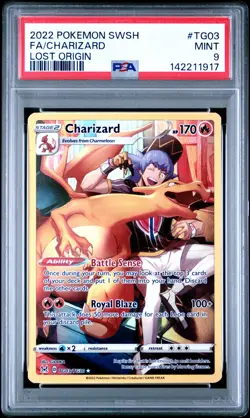 2022 POKEMON SWORD & SHIELD LOST ORIGIN #TG03 FULL ART/CHARIZARD PSA 9 - Image 1
